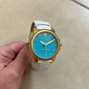 Judith Ripka watch with turquoise face and gold detail